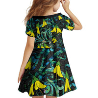 New Zealand Kowhai Flowers Family Matching Summer Maxi Dress and Hawaiian Shirt Maori Koru Pattern With Paua Shell Style LT03 - Polynesian Pride