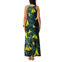 New Zealand Kowhai Flowers Family Matching Tank Maxi Dress and Hawaiian Shirt Maori Koru Pattern With Paua Shell Style LT03 - Polynesian Pride