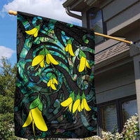 New Zealand Kowhai Flowers Garden Flag Maori Koru Pattern With Paua Shell Style LT03 - Polynesian Pride