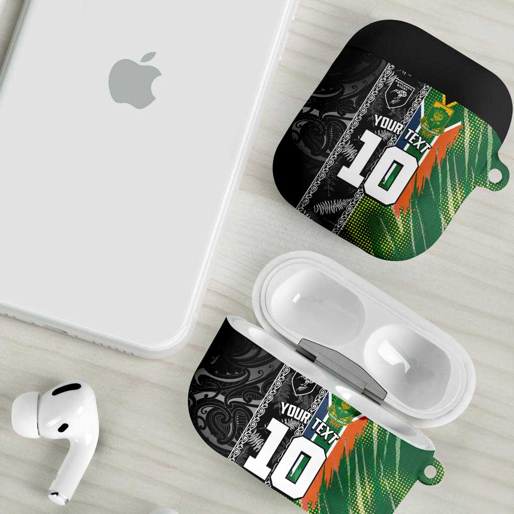 Custom Aotearoa South Africa Rugby Freedom Cup AirPods Case Maori Silver Fern Art and Sporty Flag SA LT03 - Polynesian Pride