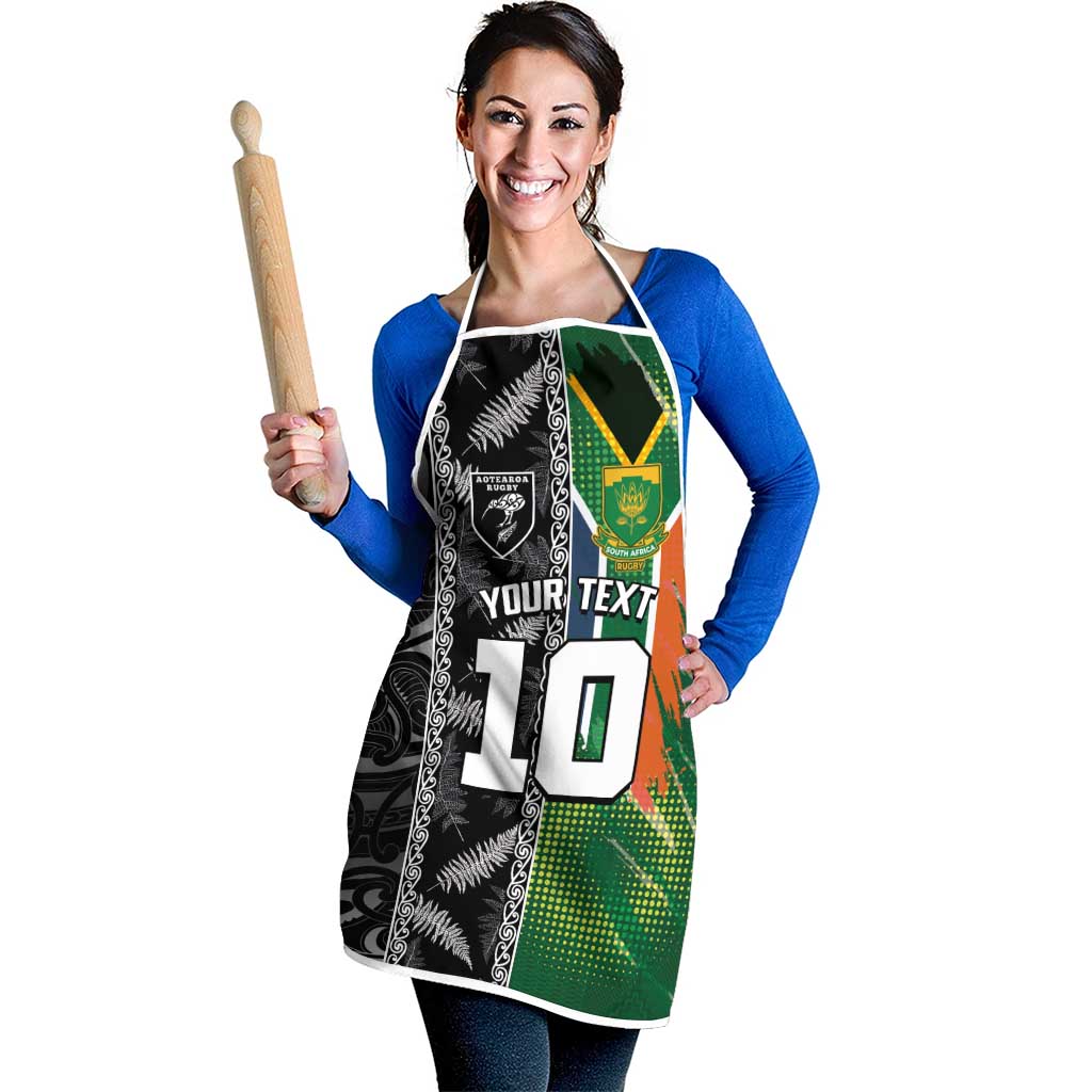 Custom Aotearoa South Africa Rugby Freedom Cup Apron Maori Silver Fern Art and Sporty Flag SA LT03 - Polynesian Pride