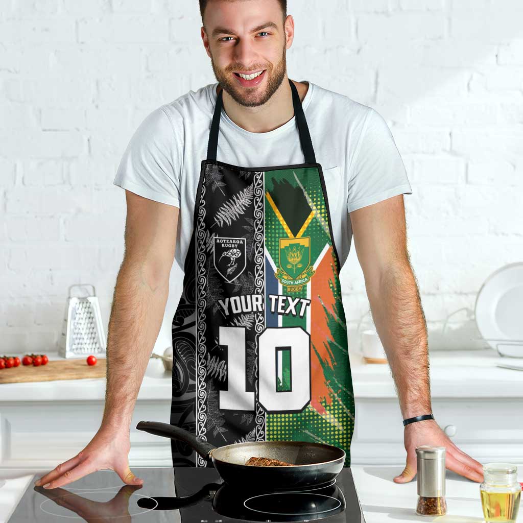 Custom Aotearoa South Africa Rugby Freedom Cup Apron Maori Silver Fern Art and Sporty Flag SA LT03 - Polynesian Pride