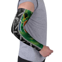 Custom Aotearoa South Africa Rugby Freedom Cup Arm Sleeves Maori Silver Fern Art and Sporty Flag SA LT03 - Polynesian Pride