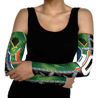 Custom Aotearoa South Africa Rugby Freedom Cup Arm Sleeves Maori Silver Fern Art and Sporty Flag SA LT03 - Polynesian Pride