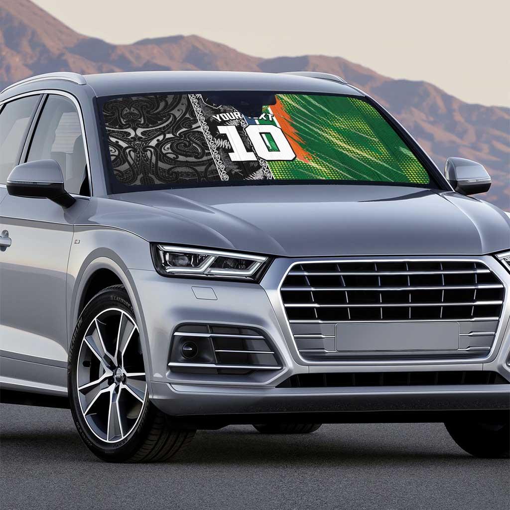 Custom Aotearoa South Africa Rugby Freedom Cup Auto Sun Shade Maori Silver Fern Art and Sporty Flag SA LT03 - Polynesian Pride