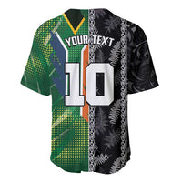 Custom Aotearoa South Africa Rugby Freedom Cup Baseball Jersey Maori Silver Fern Art and Sporty Flag SA LT03 - Polynesian Pride