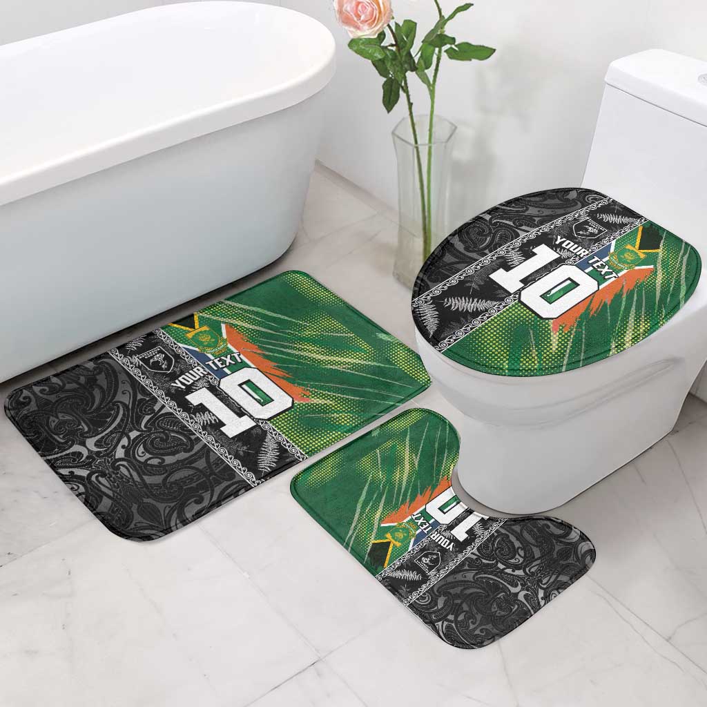 Custom Aotearoa South Africa Rugby Freedom Cup Bathroom Set Maori Silver Fern Art and Sporty Flag SA LT03 - Polynesian Pride