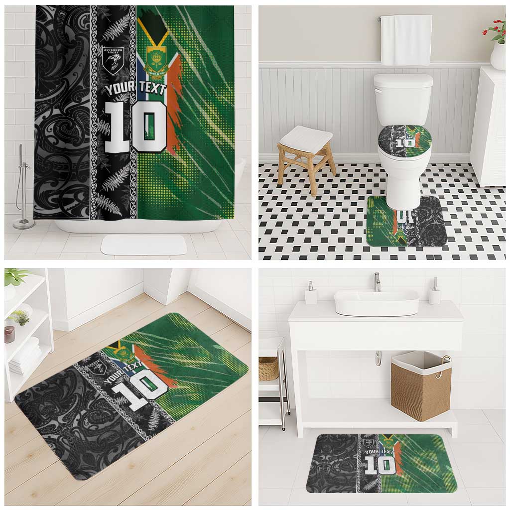 Custom Aotearoa South Africa Rugby Freedom Cup Bathroom Set Maori Silver Fern Art and Sporty Flag SA LT03 - Polynesian Pride