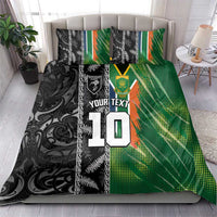Custom Aotearoa South Africa Rugby Freedom Cup Bedding Set Maori Silver Fern Art and Sporty Flag SA LT03 - Polynesian Pride