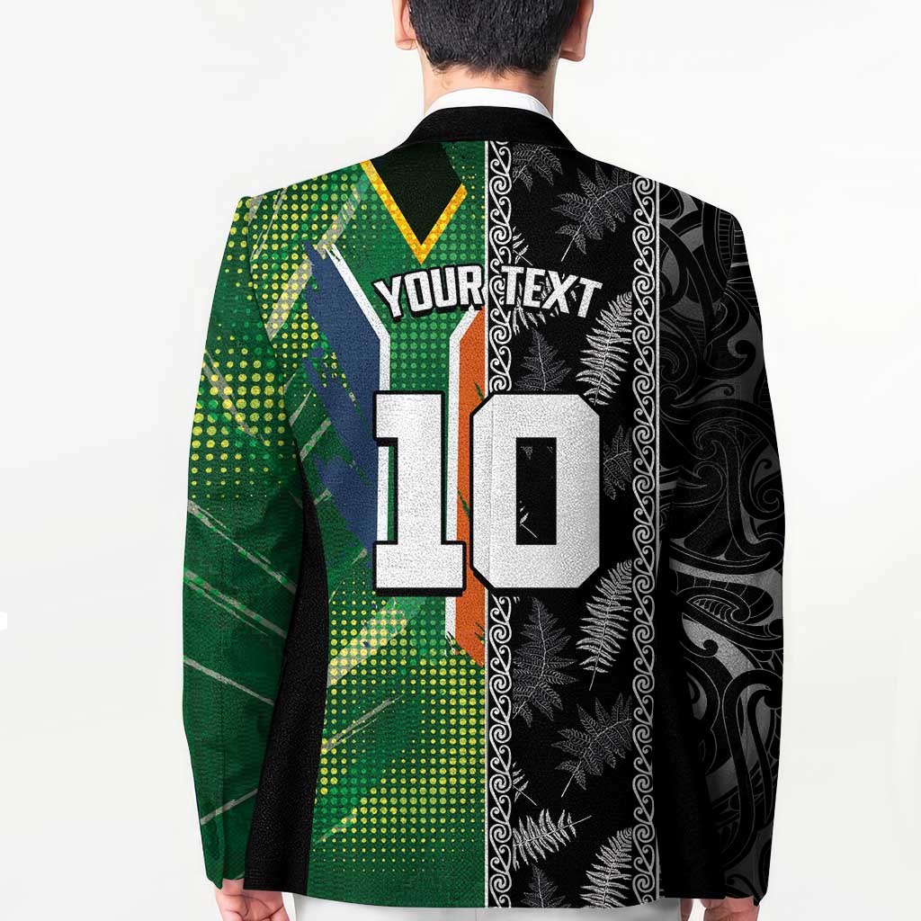 Custom Aotearoa South Africa Rugby Freedom Cup Blazer Maori Silver Fern Art and Sporty Flag SA LT03 - Polynesian Pride