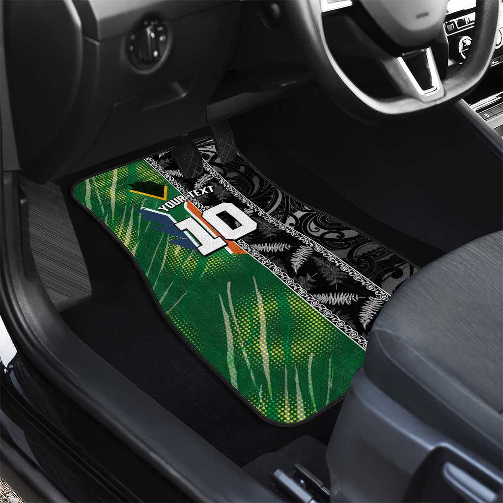 Custom Aotearoa South Africa Rugby Freedom Cup Car Mats Maori Silver Fern Art and Sporty Flag SA LT03 - Polynesian Pride