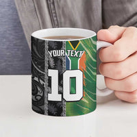 Custom Aotearoa South Africa Rugby Freedom Cup Ceramic Mug Maori Silver Fern Art and Sporty Flag SA LT03 - Polynesian Pride
