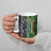 Custom Aotearoa South Africa Rugby Freedom Cup Ceramic Mug Maori Silver Fern Art and Sporty Flag SA LT03 - Polynesian Pride