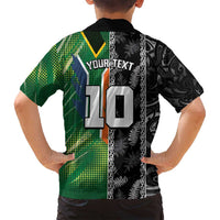 Custom Aotearoa South Africa Rugby Freedom Cup Family Matching Summer Maxi Dress and Hawaiian Shirt Maori Silver Fern Art and Sporty Flag SA LT03 - Polynesian Pride