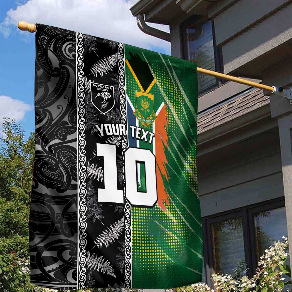 Custom Aotearoa South Africa Rugby Freedom Cup Garden Flag Maori Silver Fern Art and Sporty Flag SA LT03 - Polynesian Pride