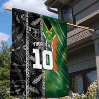 Custom Aotearoa South Africa Rugby Freedom Cup Garden Flag Maori Silver Fern Art and Sporty Flag SA LT03 - Polynesian Pride