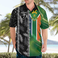 Custom Aotearoa South Africa Rugby Freedom Cup Hawaiian Shirt Maori Silver Fern Art and Sporty Flag SA LT03 - Polynesian Pride