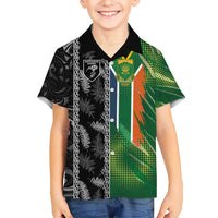 Custom Aotearoa South Africa Rugby Freedom Cup Hawaiian Shirt Maori Silver Fern Art and Sporty Flag SA LT03 - Polynesian Pride