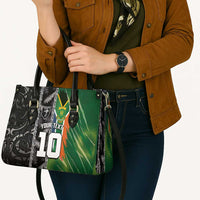 Custom Aotearoa South Africa Rugby Freedom Cup Leather Bag Maori Silver Fern Art and Sporty Flag SA LT03 - Polynesian Pride