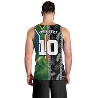 Custom Aotearoa South Africa Rugby Freedom Cup Men Tank Top Maori Silver Fern Art and Sporty Flag SA LT03 - Polynesian Pride