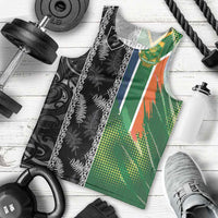 Custom Aotearoa South Africa Rugby Freedom Cup Men Tank Top Maori Silver Fern Art and Sporty Flag SA LT03 - Polynesian Pride