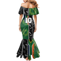 Custom Aotearoa South Africa Rugby Freedom Cup Mermaid Dress Maori Silver Fern Art and Sporty Flag SA LT03 - Polynesian Pride