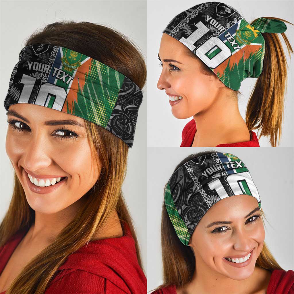 Custom Aotearoa South Africa Rugby Freedom Cup Neck Gaiter Maori Silver Fern Art and Sporty Flag SA LT03 - Polynesian Pride