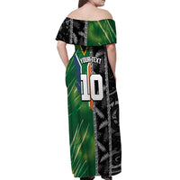 Custom Aotearoa South Africa Rugby Freedom Cup Off Shoulder Maxi Dress Maori Silver Fern Art and Sporty Flag SA LT03 - Polynesian Pride