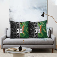 Custom Aotearoa South Africa Rugby Freedom Cup Pillow Cover Maori Silver Fern Art and Sporty Flag SA LT03 - Polynesian Pride