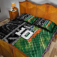 Custom Aotearoa South Africa Rugby Freedom Cup Quilt Bed Set Maori Silver Fern Art and Sporty Flag SA LT03 - Polynesian Pride