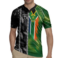 Custom Aotearoa South Africa Rugby Freedom Cup Rugby Jersey Maori Silver Fern Art and Sporty Flag SA LT03 - Polynesian Pride