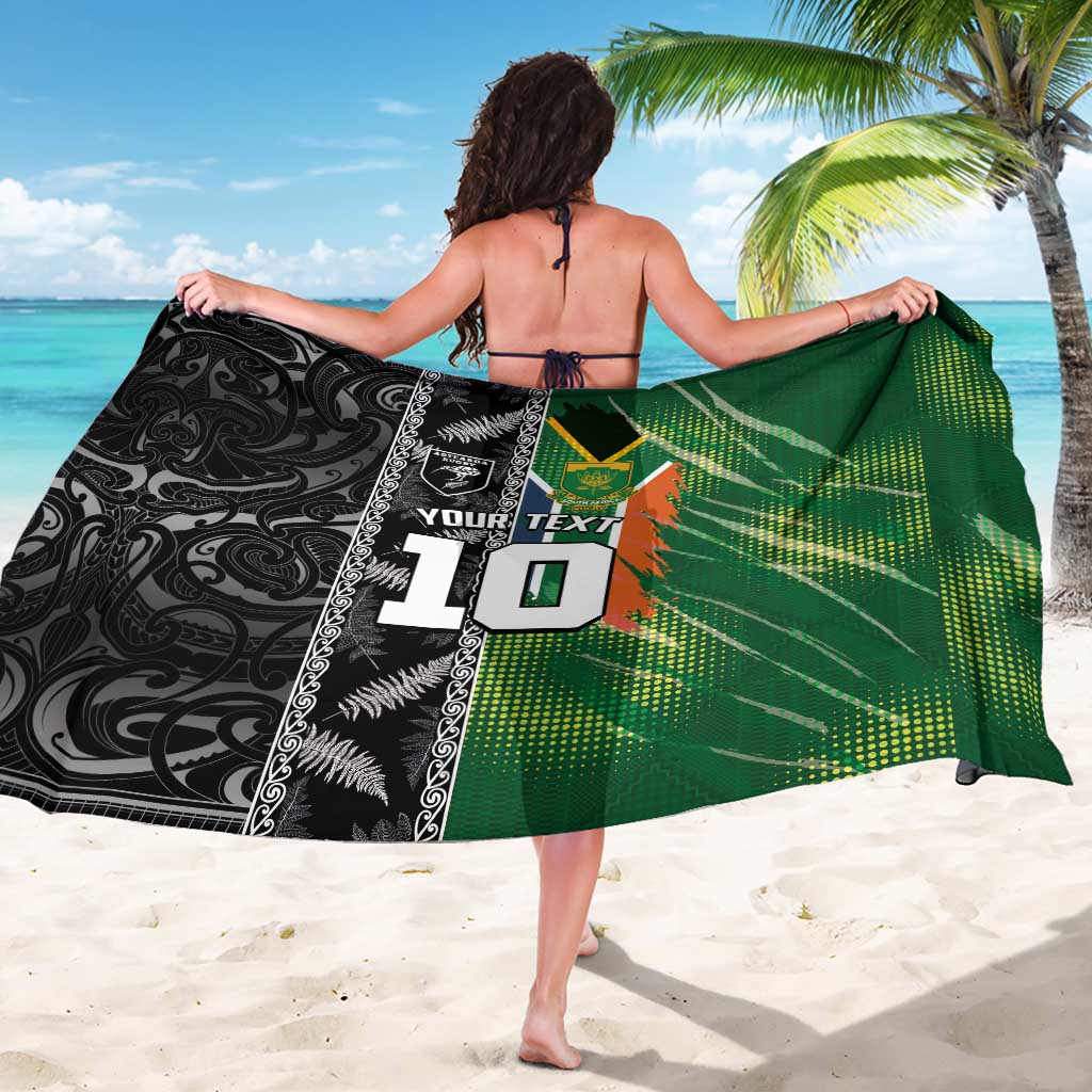 Custom Aotearoa South Africa Rugby Freedom Cup Sarong Maori Silver Fern Art and Sporty Flag SA LT03 - Polynesian Pride