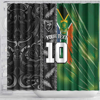 Custom Aotearoa South Africa Rugby Freedom Cup Shower Curtain Maori Silver Fern Art and Sporty Flag SA LT03 - Polynesian Pride
