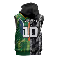 Custom Aotearoa South Africa Rugby Freedom Cup Sleeveless Zip Hoodie Maori Silver Fern Art and Sporty Flag SA LT03 - Polynesian Pride
