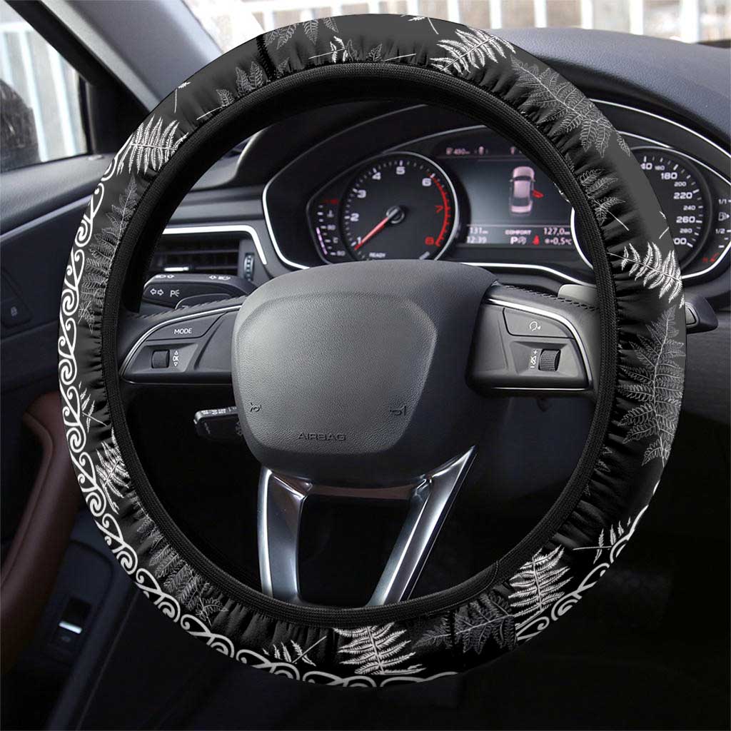 Aotearoa South Africa Rugby Freedom Cup Steering Wheel Cover Maori Silver Fern Art and Sporty Flag SA LT03 - Polynesian Pride
