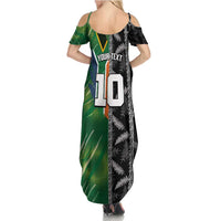 Custom Aotearoa South Africa Rugby Freedom Cup Summer Maxi Dress Maori Silver Fern Art and Sporty Flag SA LT03 - Polynesian Pride