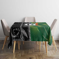 Custom Aotearoa South Africa Rugby Freedom Cup Tablecloth Maori Silver Fern Art and Sporty Flag SA LT03 - Polynesian Pride