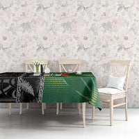 Custom Aotearoa South Africa Rugby Freedom Cup Tablecloth Maori Silver Fern Art and Sporty Flag SA LT03 - Polynesian Pride