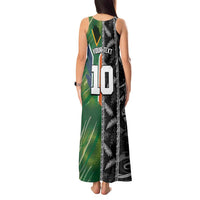Custom Aotearoa South Africa Rugby Freedom Cup Tank Maxi Dress Maori Silver Fern Art and Sporty Flag SA LT03 - Polynesian Pride