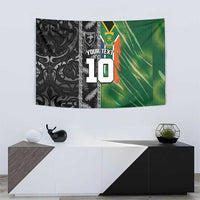 Custom Aotearoa South Africa Rugby Freedom Cup Tapestry Maori Silver Fern Art and Sporty Flag SA LT03 - Polynesian Pride