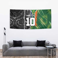 Custom Aotearoa South Africa Rugby Freedom Cup Tapestry Maori Silver Fern Art and Sporty Flag SA LT03 - Polynesian Pride
