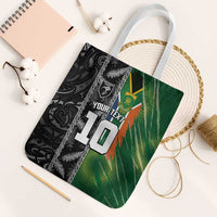 Custom Aotearoa South Africa Rugby Freedom Cup Tote Bag Maori Silver Fern Art and Sporty Flag SA LT03 White Strap One Size Black - Polynesian Pride