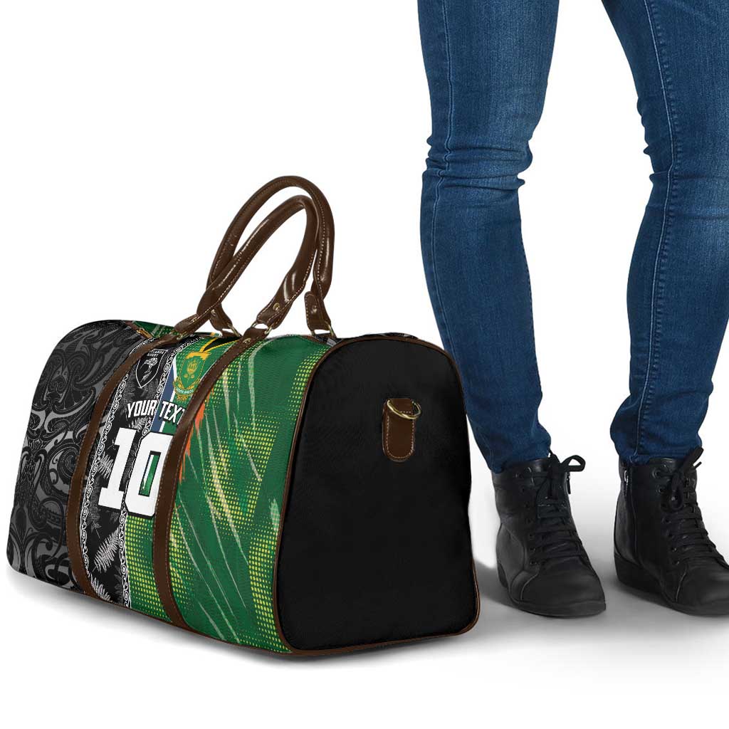 Custom Aotearoa South Africa Rugby Freedom Cup Travel Bag Maori Silver Fern Art and Sporty Flag SA LT03 - Polynesian Pride