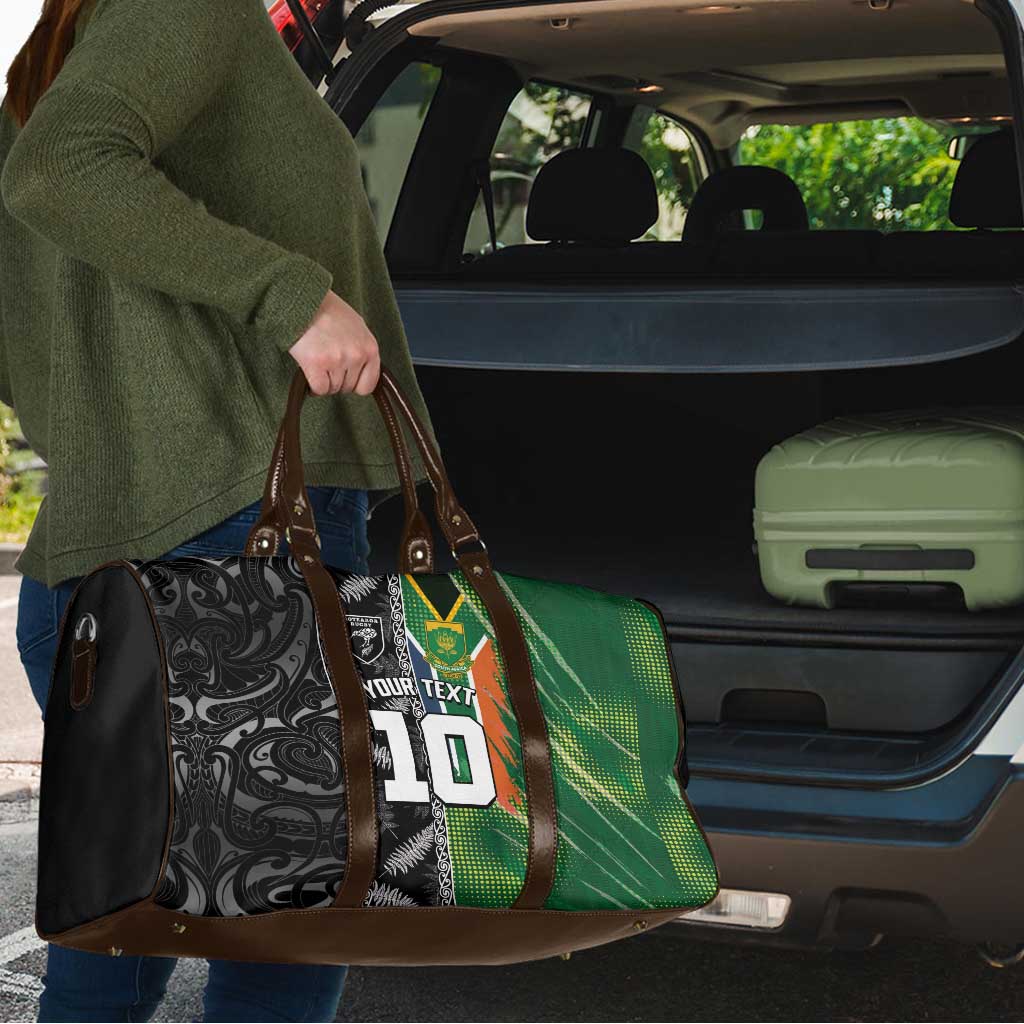Custom Aotearoa South Africa Rugby Freedom Cup Travel Bag Maori Silver Fern Art and Sporty Flag SA LT03 - Polynesian Pride