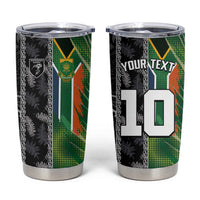 Custom Aotearoa South Africa Rugby Freedom Cup Tumbler Cup Maori Silver Fern Art and Sporty Flag SA LT03 Black - Polynesian Pride