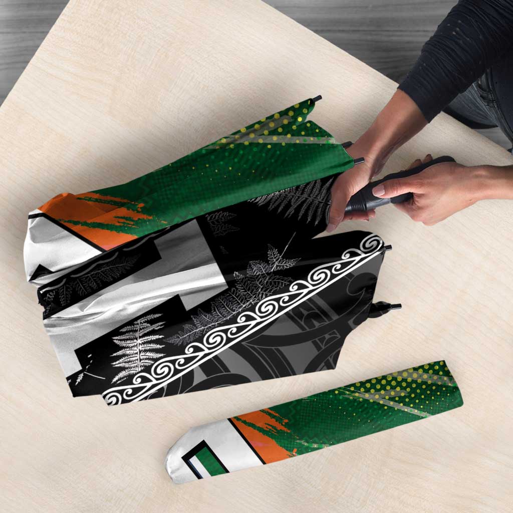 Custom Aotearoa South Africa Rugby Freedom Cup Umbrella Maori Silver Fern Art and Sporty Flag SA LT03 - Polynesian Pride