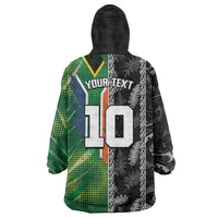 Custom Aotearoa South Africa Rugby Freedom Cup Wearable Blanket Hoodie Maori Silver Fern Art and Sporty Flag SA LT03 - Polynesian Pride