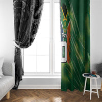 Custom Aotearoa South Africa Rugby Freedom Cup Window Curtain Maori Silver Fern Art and Sporty Flag SA LT03 - Polynesian Pride