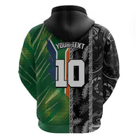 Custom Aotearoa South Africa Rugby Freedom Cup Zip Hoodie Maori Silver Fern Art and Sporty Flag SA LT03 - Polynesian Pride