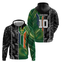 Custom Aotearoa South Africa Rugby Freedom Cup Zip Hoodie Maori Silver Fern Art and Sporty Flag SA LT03 - Polynesian Pride